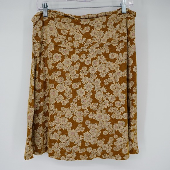 Toad&Co Chaka Skirt Floral Daisies Organic Cotton Blend Mustard Yellow Large - Picture 5 of 11